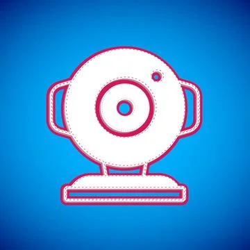 White Web camera icon isolated on blue background. Chat camera. Webcam icon Stock Illustration