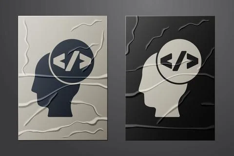 White Web design and front end development icon isolated on crumpled paper Stock Illustration