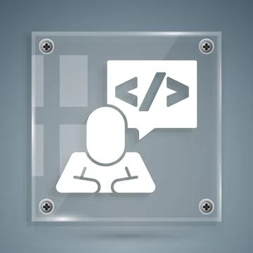 White Web design and front end development icon isolated on grey background 스톡 일러스트