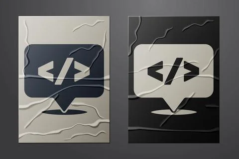 White Web design and front end development icon isolated on crumpled paper Stock Illustration