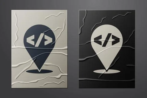 White Web design and front end development icon isolated on crumpled paper Illustrazione stock