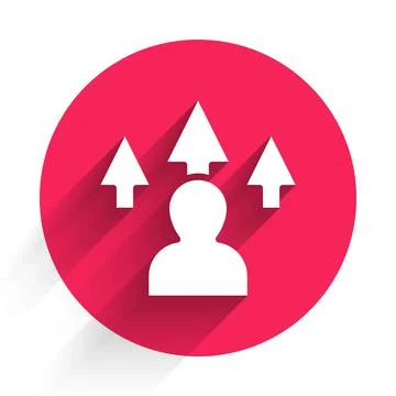 White Web design and front end development icon isolated with long shadow. Red Illustrazione stock