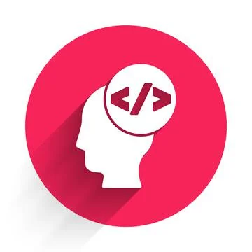 White Web design and front end development icon isolated with long shadow. Red Stock Illustration