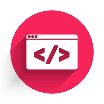 White Web design and front end development icon isolated with long shadow. Red Stock Illustration