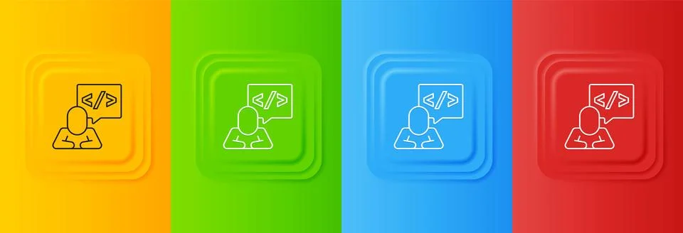 White Web design and front end development icon isolated on colorful backgr.. Stock Illustration