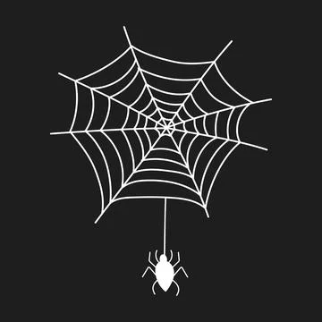 White web with a spider on a black background Stock Illustration
