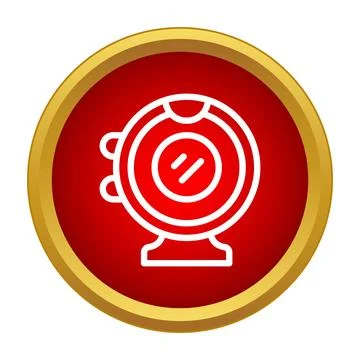 White webcam device icon with red circle Illustrazione stock