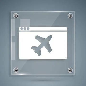 White Website template icon isolated on grey background. Internet communication Ilustración de archivo