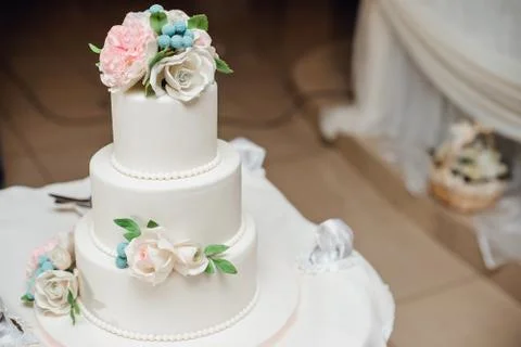 White wedding cake Stock Photos