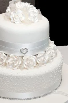 White wedding cake side view Stock Photos