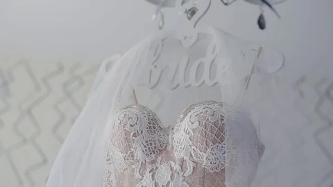 White wedding dress Stock Footage 80723885
