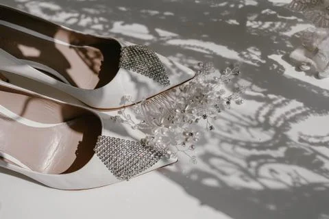 White wedding shoes Stock Photos