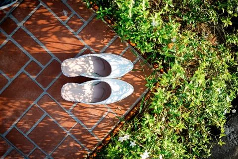 White wedding shoes Stock Photos