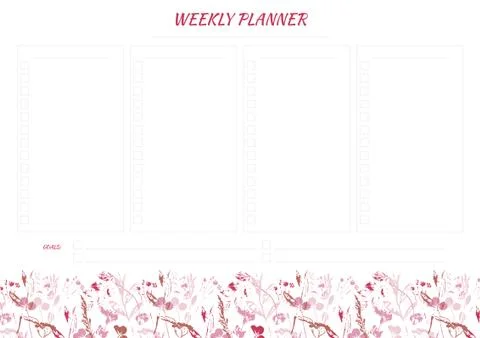 White weekly planner with bright leaves design Stock Illustration