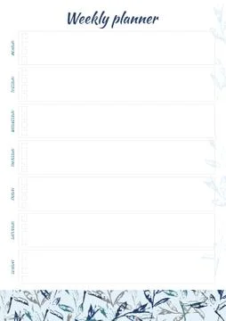 White weekly planner with bright leaves design Stock Illustration