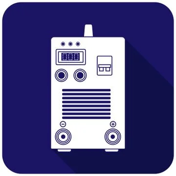 White welding machine icon on a blue background Stock Illustration