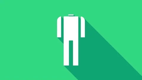 White Wetsuit for scuba diving icon isolated on green background. Diving Video stock 146949804