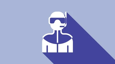 White Wetsuit for scuba diving icon isolated on purple background. Diving Video stock 159316091