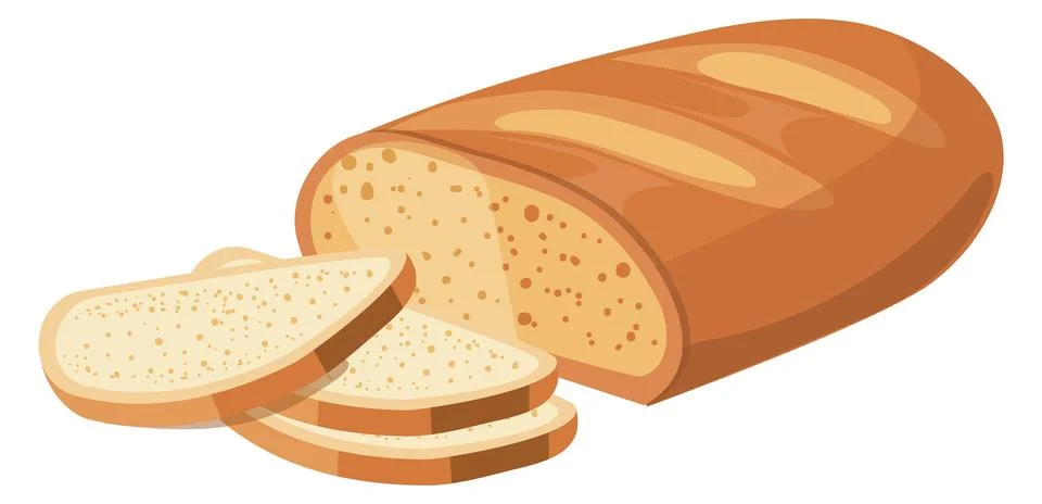White wheat bread. Cutted bakery slices cartoon icon 스톡 일러스트