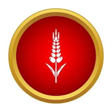 White wheat spike icon in red circle Stock Illustration