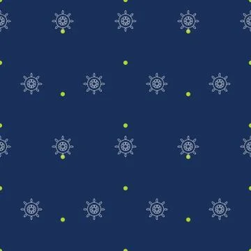 White wheels on blue with lime dots background vector seamless pattern. 库存插图