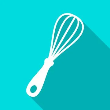 White whisk icon flat design Illustration