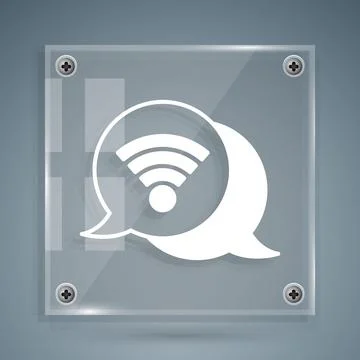 White Wi-Fi wireless internet network symbol icon isolated on grey background Illustrazione stock