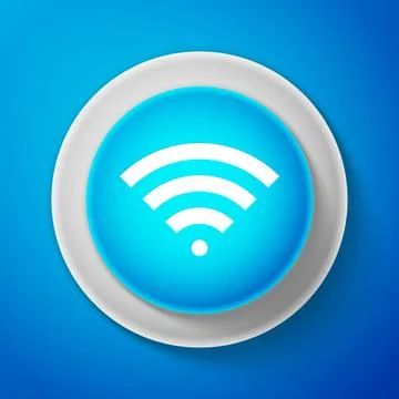 White Wi-Fi wireless internet network symbol icon isolated on blue background 스톡 일러스트