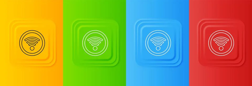White Wi-Fi wireless internet network symbol icon isolated on colorful back.. Stock Illustration