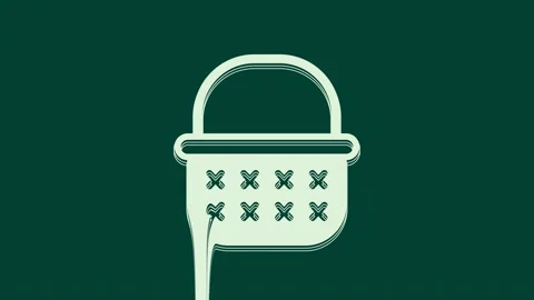 White Wicker basket icon isolated on green background. 4K Video motion graphic Stock Footage 235988618