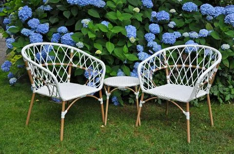 White wicker chairs Stock Photos