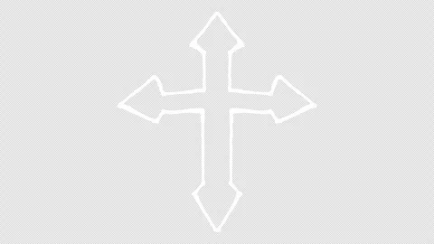 White wiggly hand drawn Christ crucifix cross icon on alpha 8 Stock Footage 304298980
