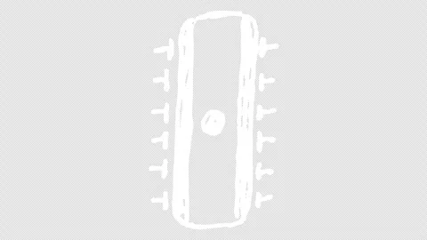 White wiggly hand drawn computer microchip icon on alpha 3 Stock Footage 304930873