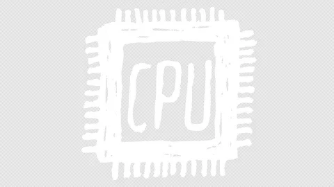 White wiggly hand drawn computer microchip icon on alpha 5 Stock Footage 304930907