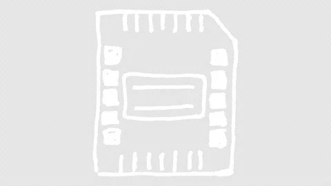 White wiggly hand drawn computer microchip icon on alpha 6 Stock Footage 304931157
