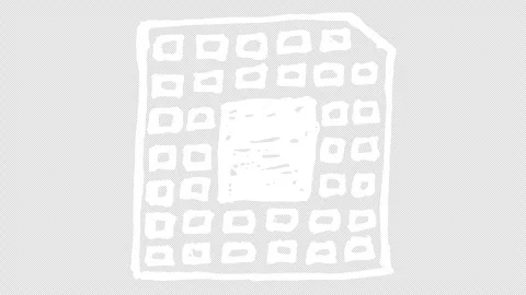White wiggly hand drawn computer microchip icon on alpha 8 Video stock 304931294