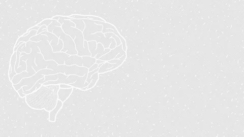 White wiggly hand drawn human brain dotted background on alpha Stock Footage 308037274