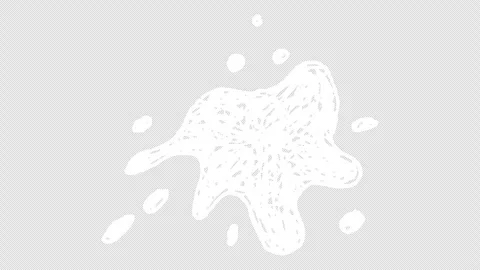 White wiggly hand drawn liquid paint splatter icon on alpha 6 Stock Footage 304844060