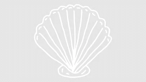 White wiggly hand drawn seashell icons on alpha 3 Stock Footage 306102314