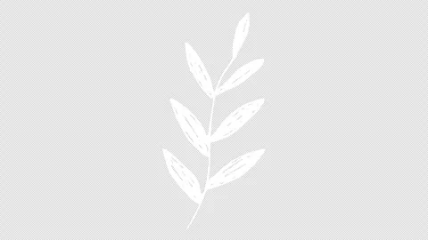White wiggly hand drawn silhouette leafy floral plant decor on alpha 6 Stock Footage 304560642