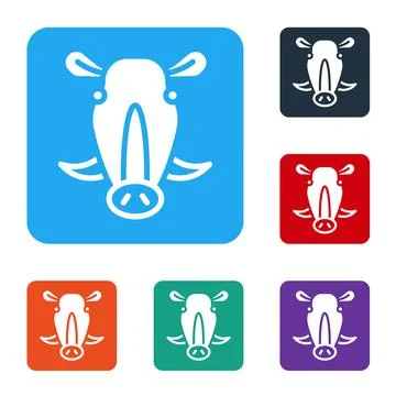 White Wild boar head icon isolated on white background. Animal symbol. Set icons Stock Illustration