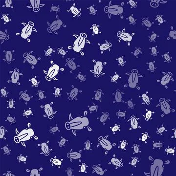 White Wild boar head icon isolated seamless pattern on blue background. Animal Stock Illustration