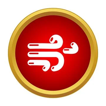 White wind blowing icon in red circle Stock Illustration