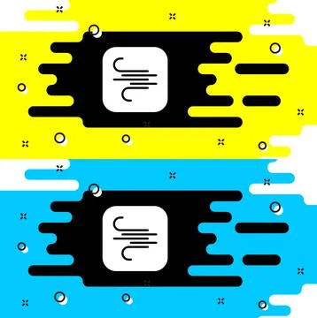 White Wind icon isolated on black background. Windy weather. Vector Stock Illustration