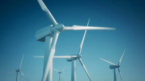 White wind turbines Generating electricity Stock Footage 71976474