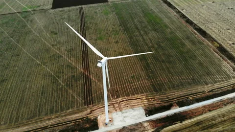 A white windmill bird's-eye Stock Footage 230487426