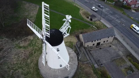 White Windmill Seaham U.K Stock Footage 184616096