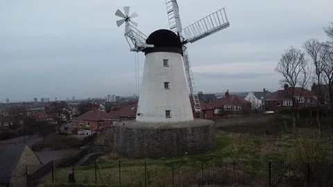 White Windmill Seaham U.K Stock Footage 184616098