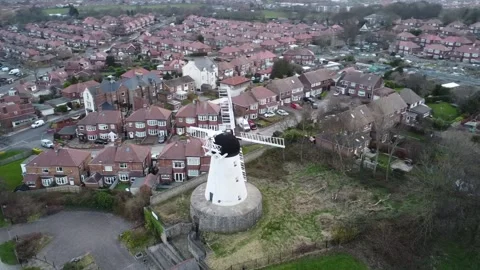White Windmill Seaham U.K Stock Footage 184617008