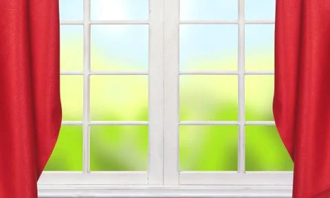 White window and nature background 写真素材